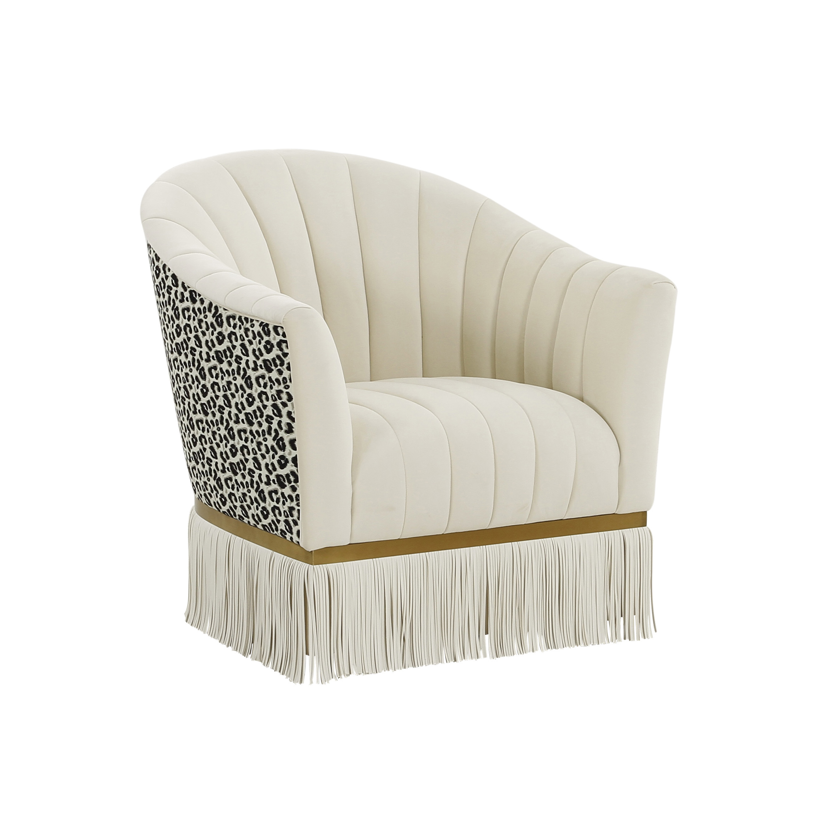image of Enid Cream Velvet Swivel Chair with sku:TOV-VS68412
