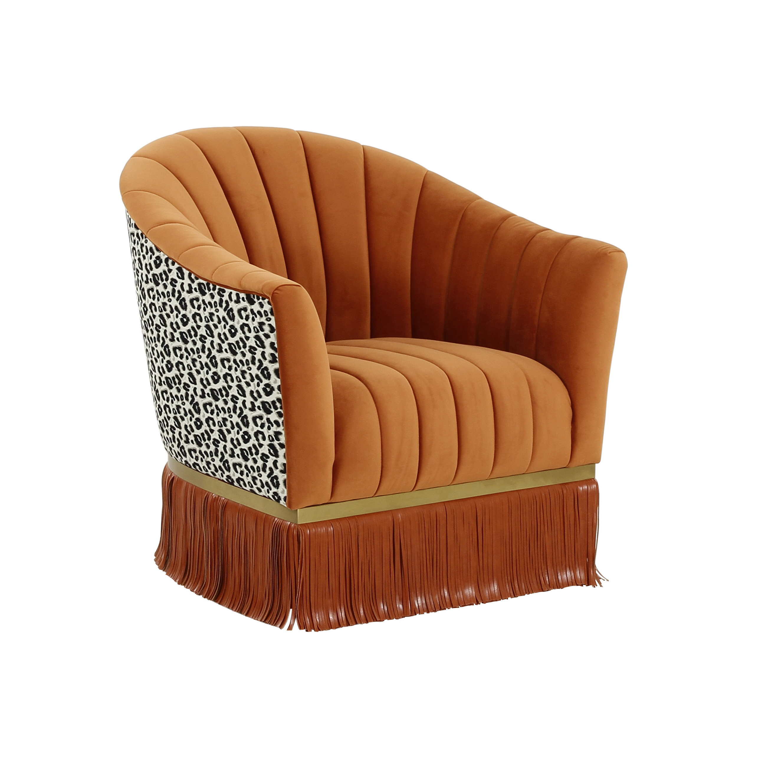 image of Enid Cinnamon Velvet Swivel Chair with sku:TOV-VS68426
