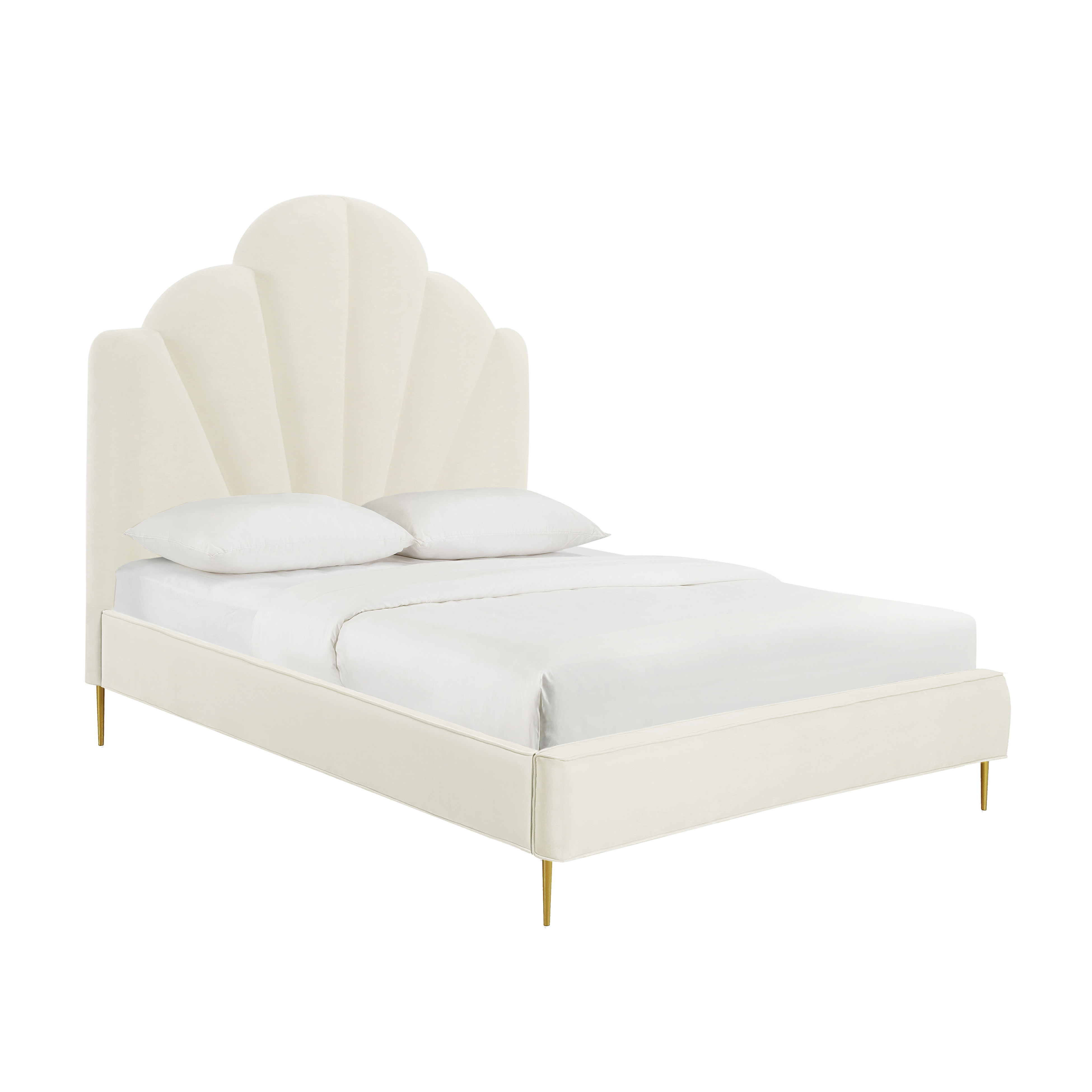 Bianca Cream Velvet Bed in Full - TOV-B68362