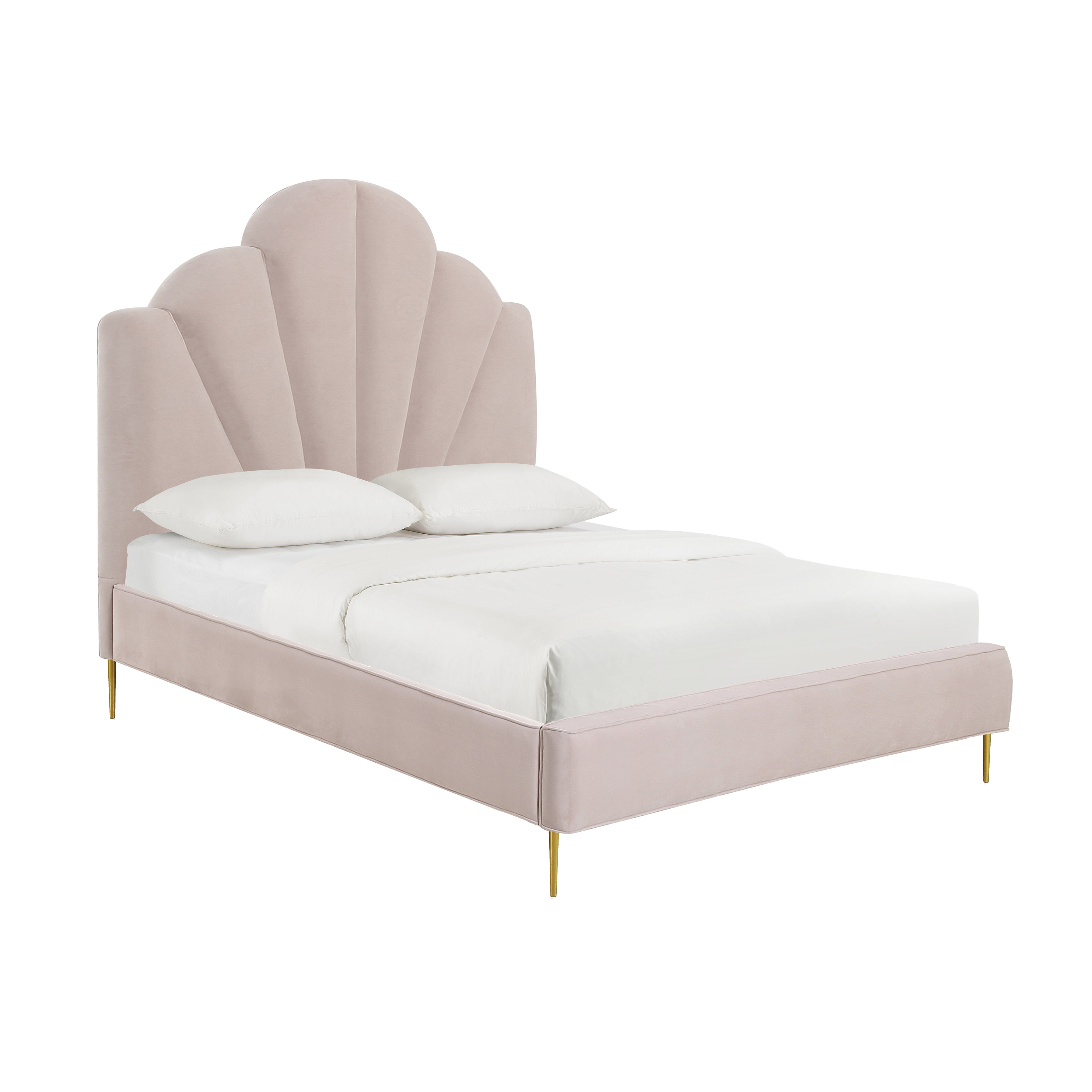 Bianca Blush Velvet Bed in Queen - TOV-B68363