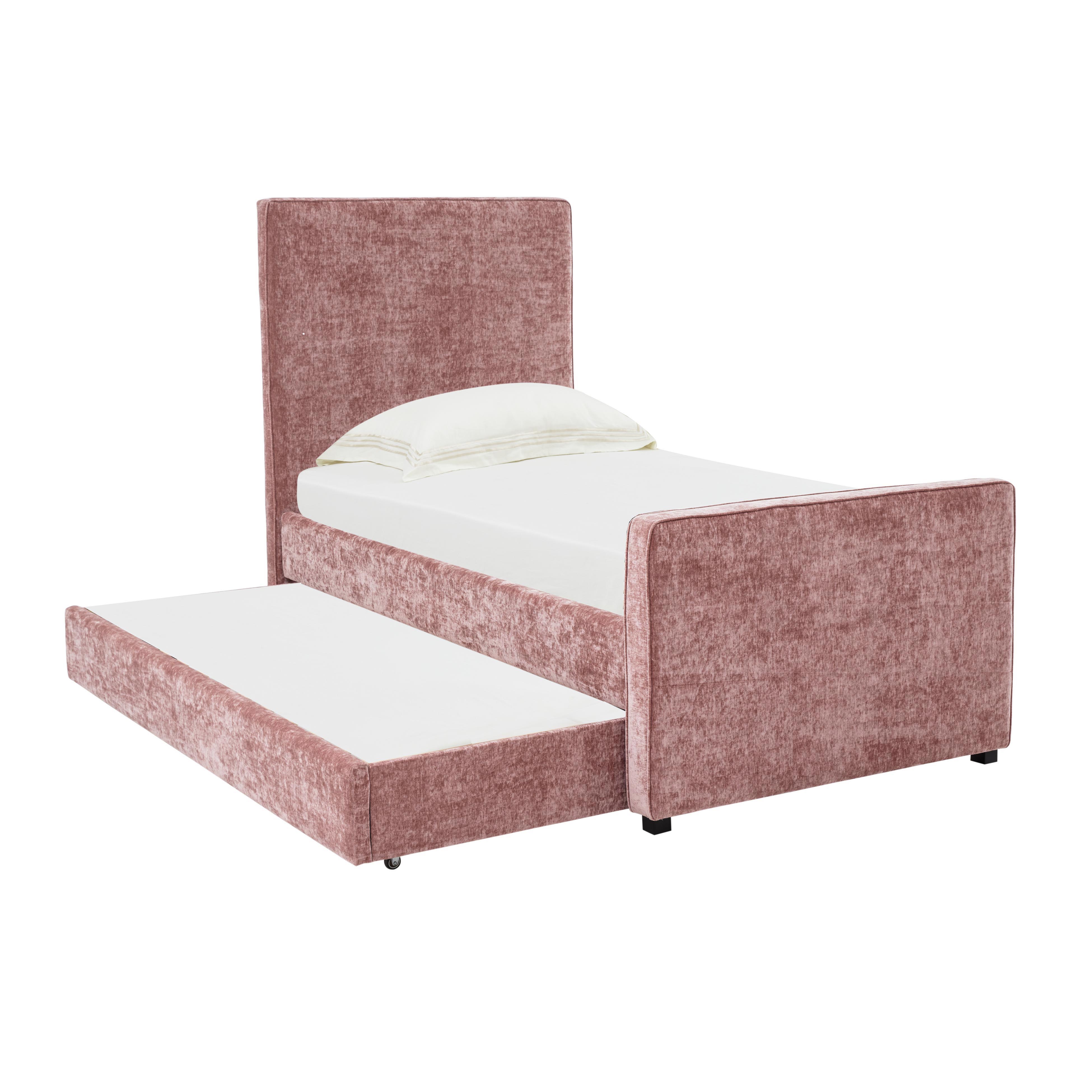image of Delilah Blush Textured Velvet Trundle in Twin with sku:TOV-B68379