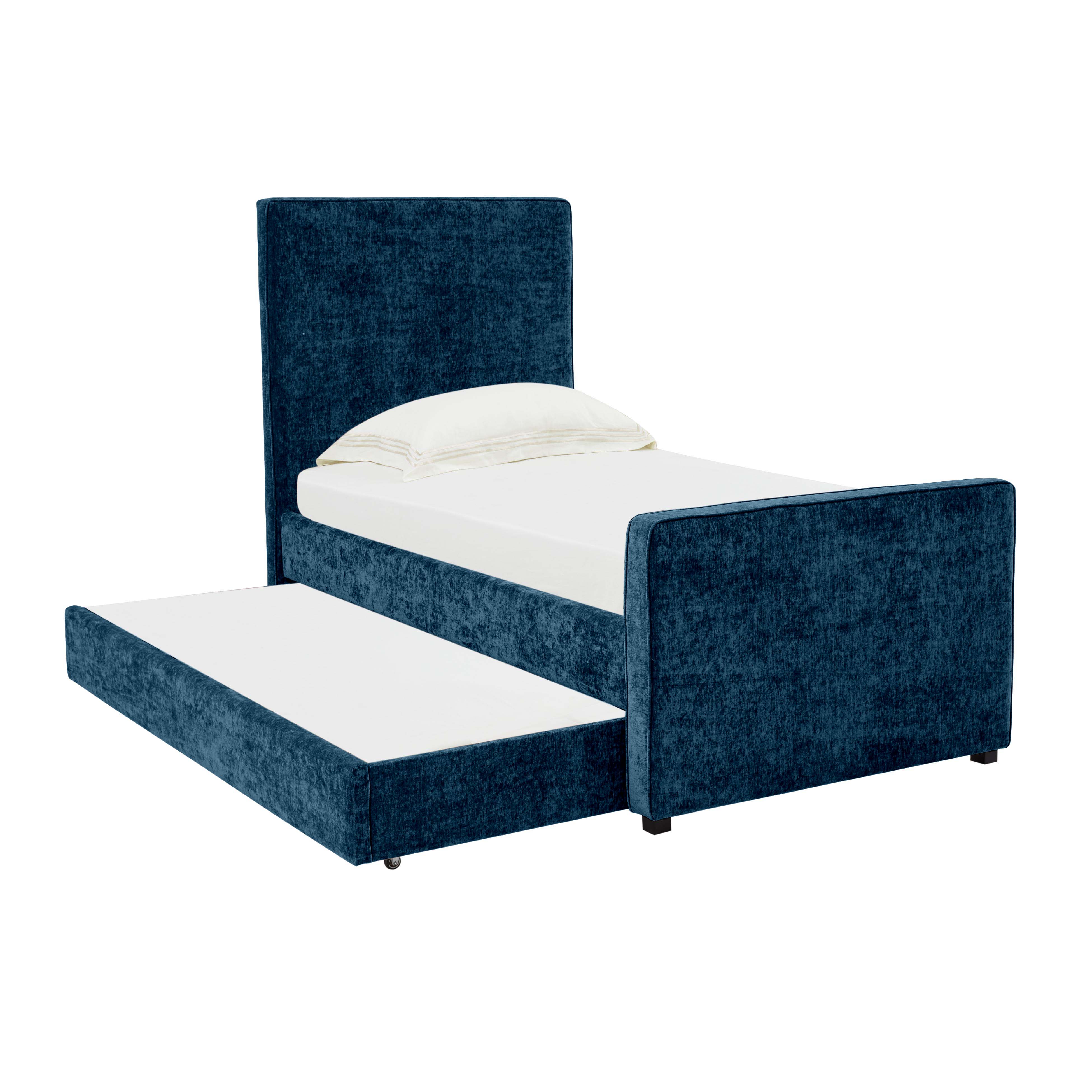 image of Delilah Navy Textured Velvet Trundle in Twin with sku:TOV-B68380