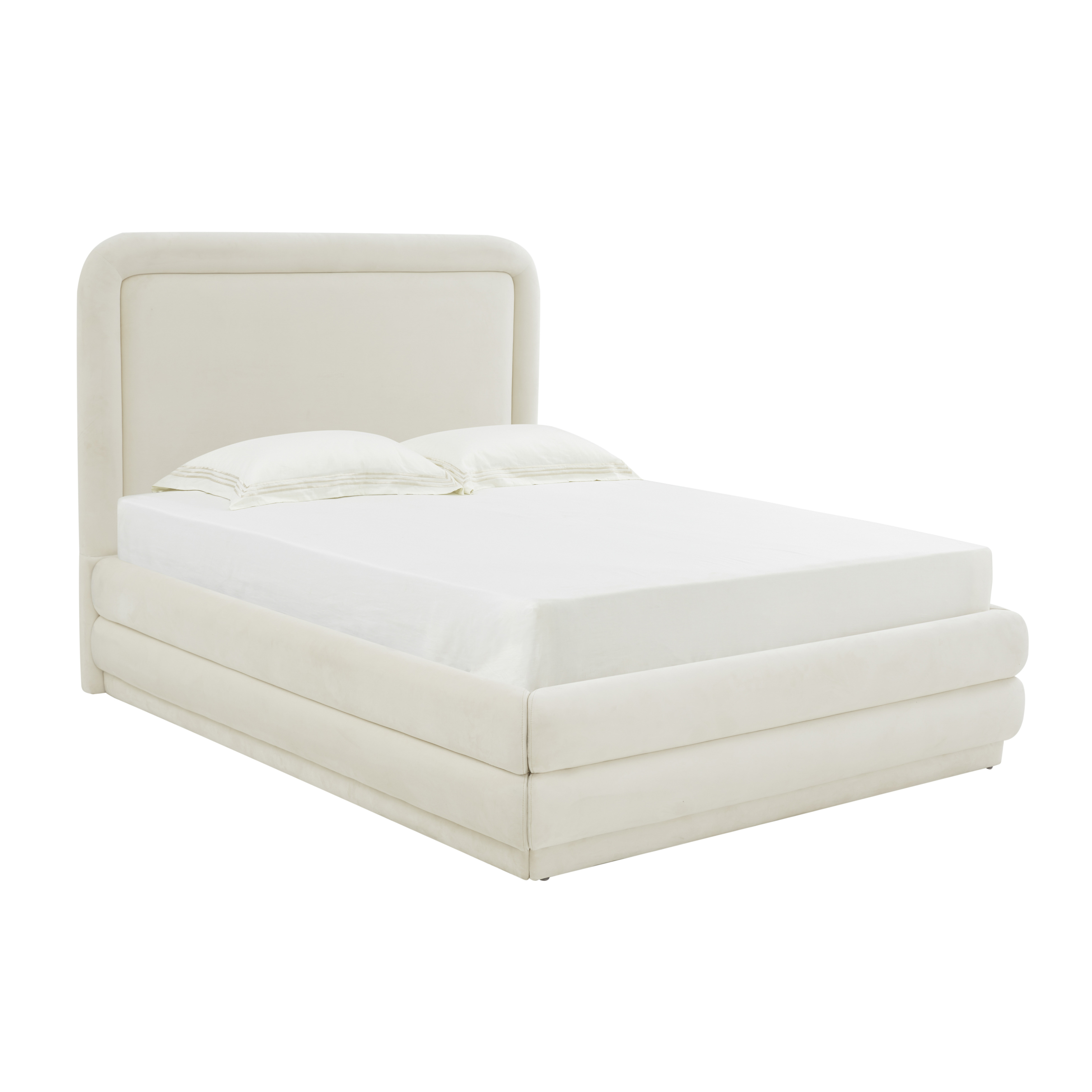 Briella Cream Velvet Bed in King - TOV-B44210