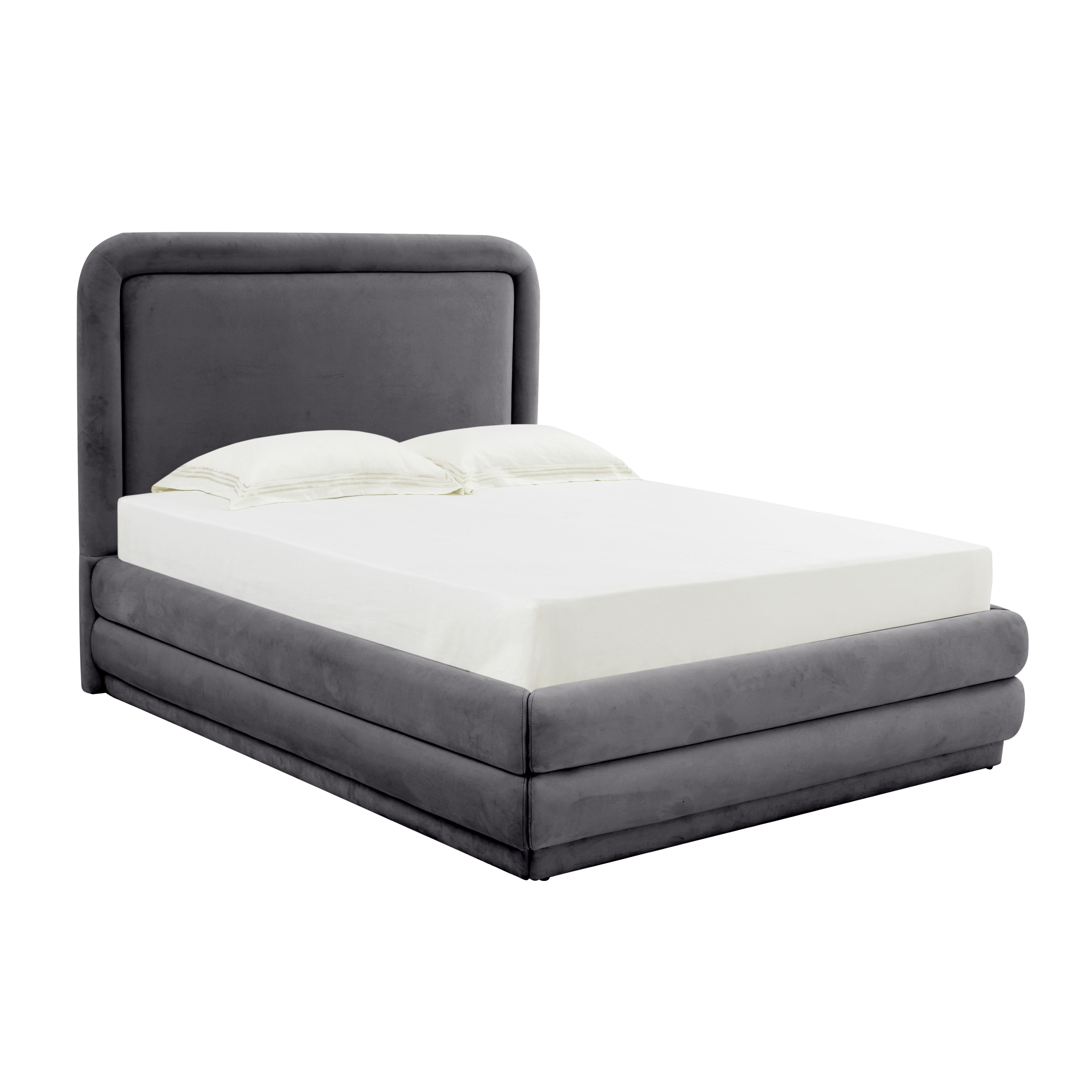 image of Briella Dark Grey Velvet Bed in King with sku:TOV-B44214