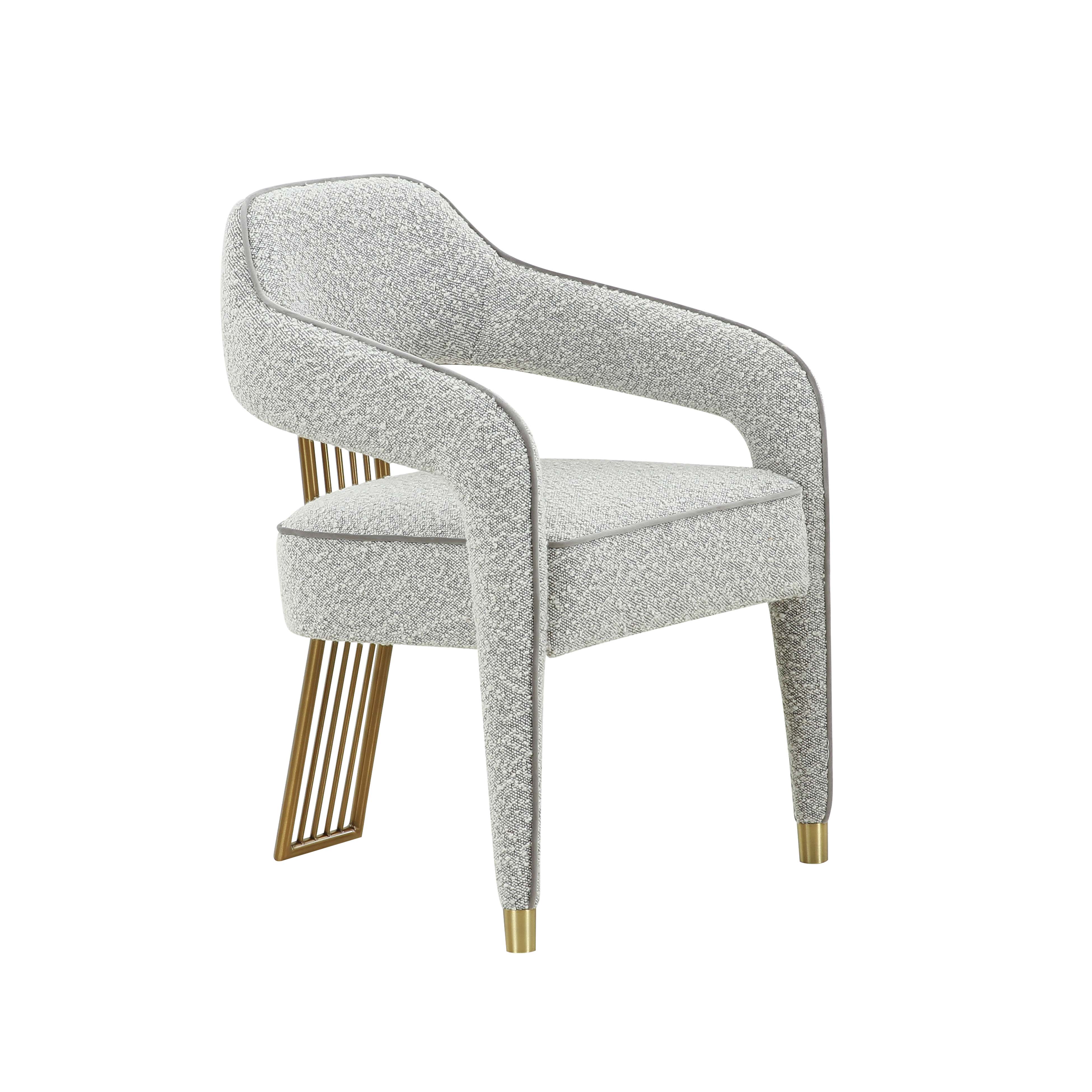 Corralis Speckled Grey Boucle Dining Chair - TOV-D68474