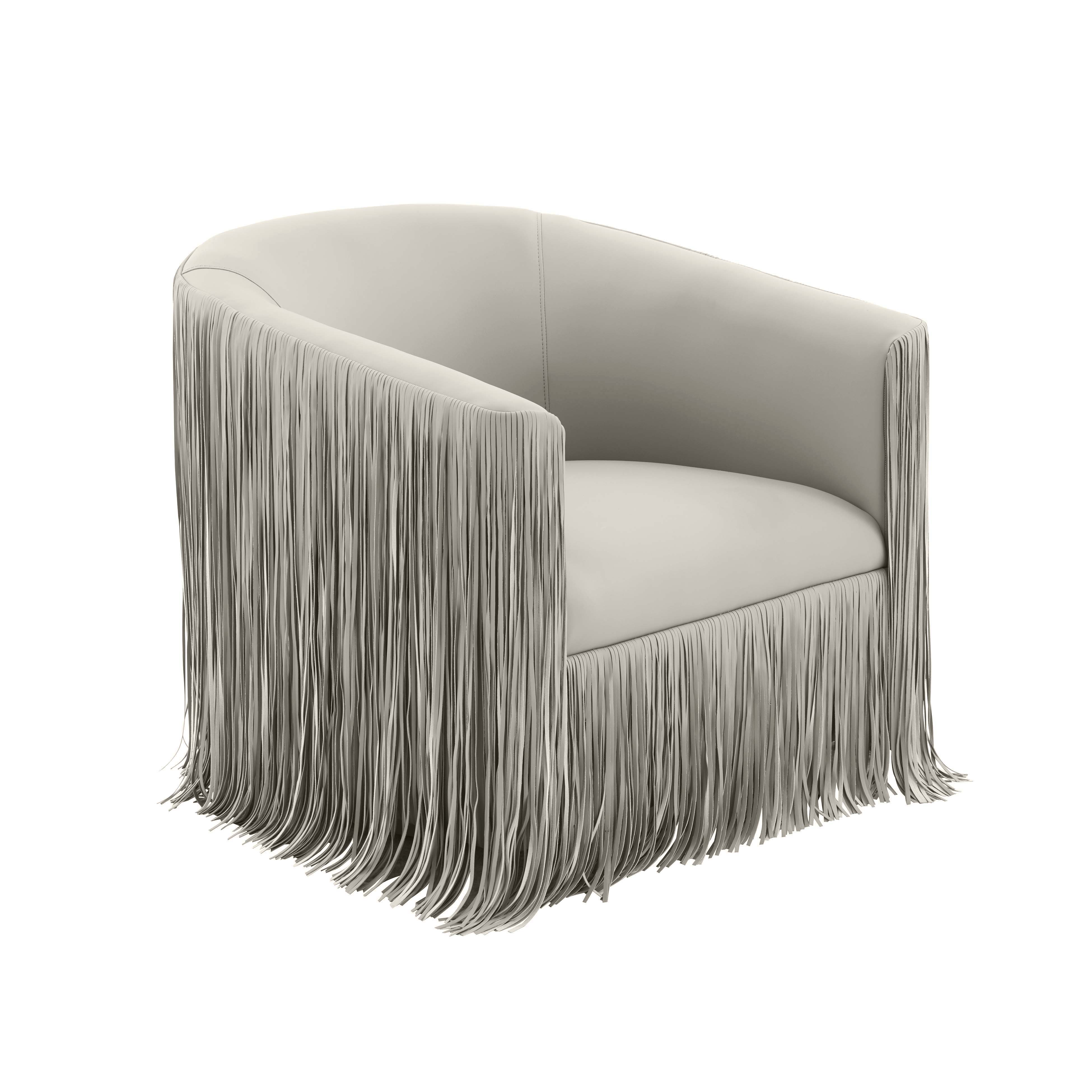 Shag Me Grey Vegan Leather Swivel Chair - TOV-S68328